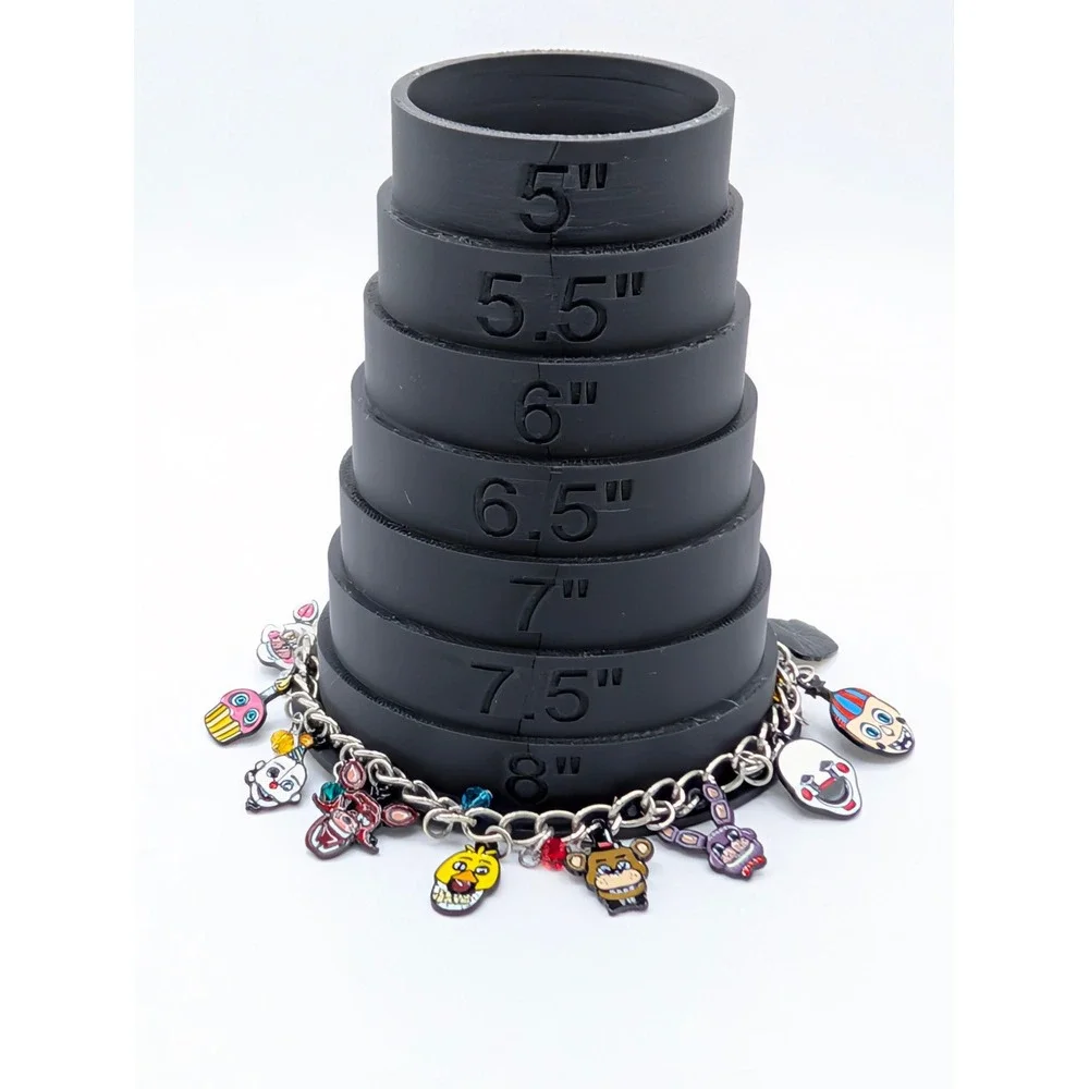 Five Nights at Freddys FNAF Charm Bracelet Enamel Characters Silver Tone 8in